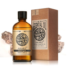 AKARZ ambergris essential oil in a 100ml bottle for aromatherapy and home relaxation.