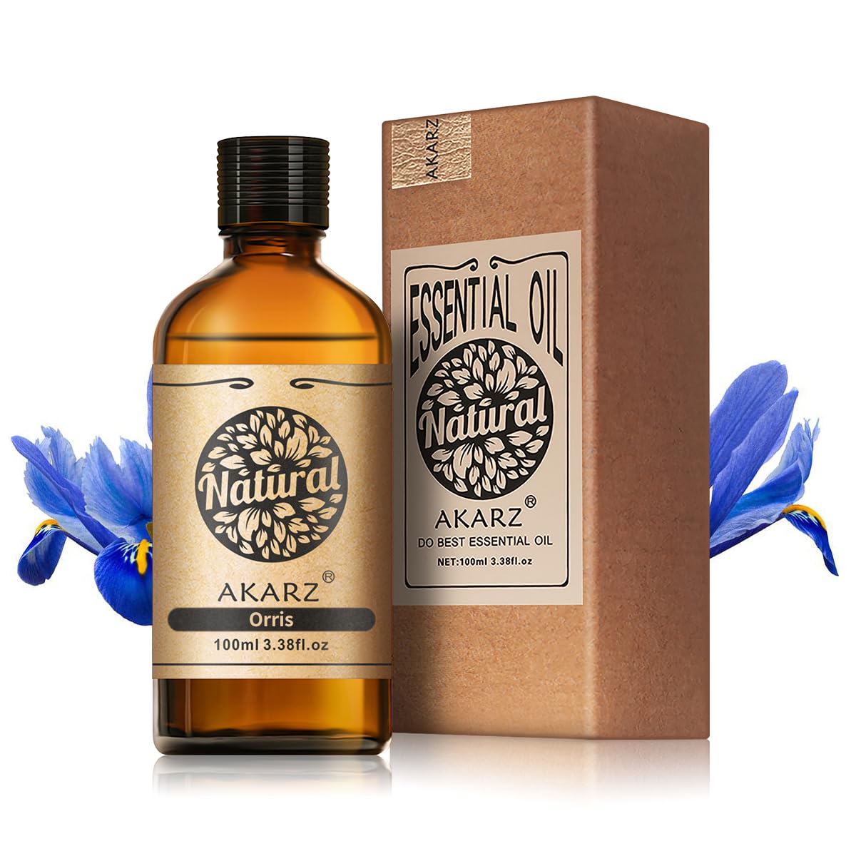 AKARZ orris oil bottle 100ml, ideal for DIY aromatherapy.