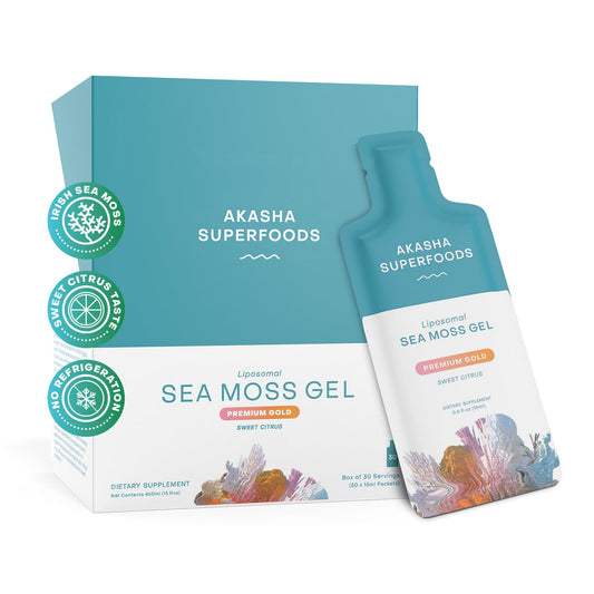 Akasha Irish Sea Moss Gel bottle for portable daily energy and gut support