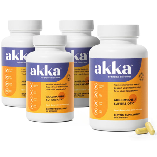 AKKA Liver Detox bottle front shows non-GMO packaging for everyday liver support.