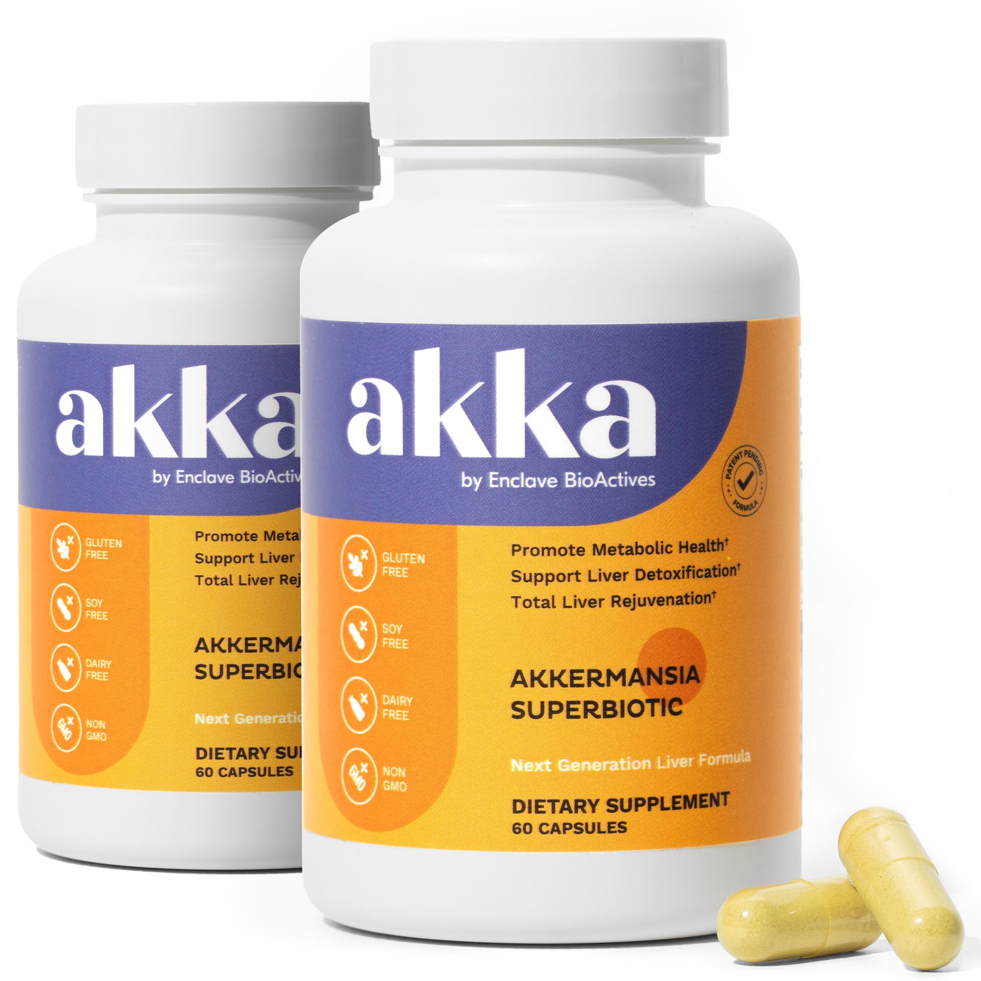 AKKA liver detox bottle front view showing clean, gluten-free formula for daily support