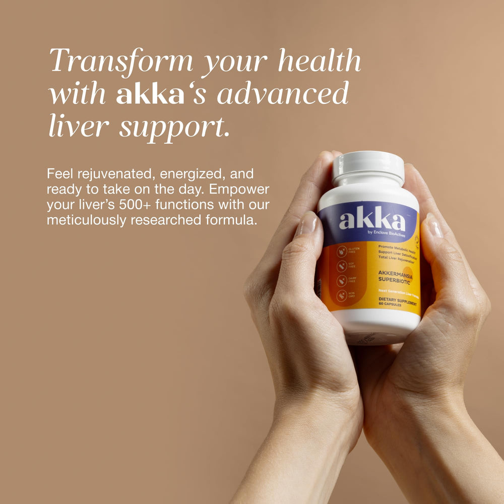 AKKA bottle against clean background shows gluten-free and dairy-free formula.