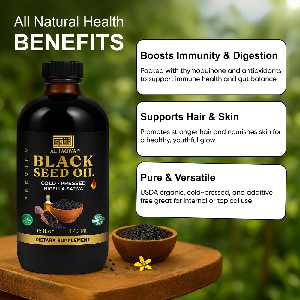 AL-TAQWA Black Seed Oil dropper enables precise dosage.