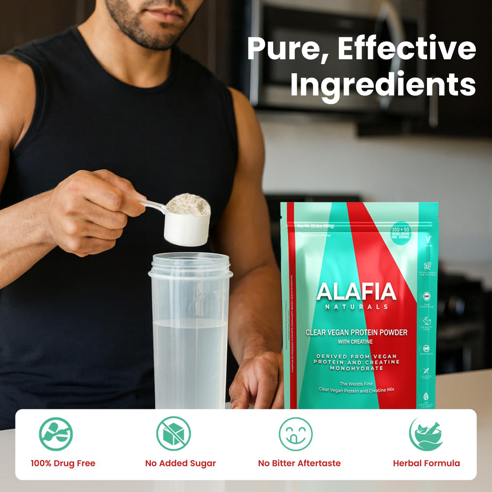 Alafia Naturals creatine bottle close up highlighting performance support