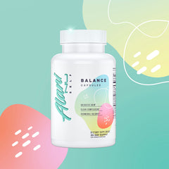 Alani Nu Balance packaging-display showcases compact 120-capsule bottle for everyday wellness.