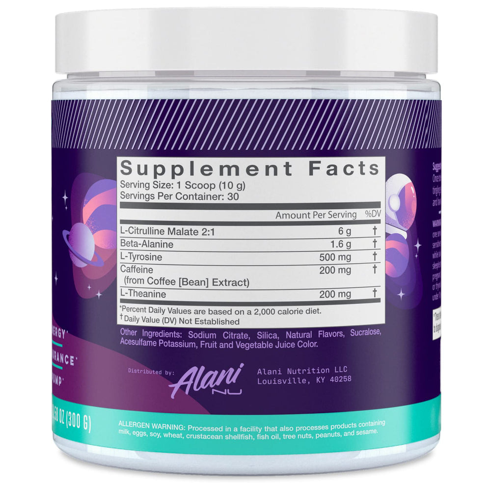 Alani Nu Cosmic Stardust scoop showing easy measurement for pre-workout energy
