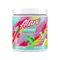 Alani Nu Pre Workout Cherry Twist tub for focused training sessions.