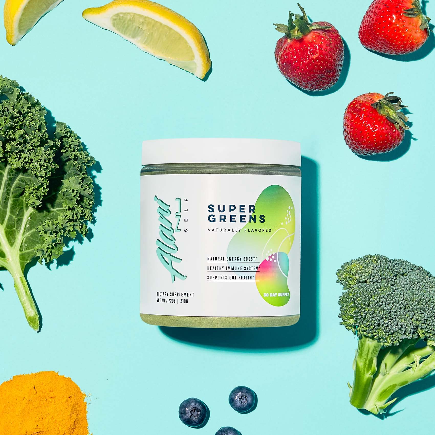 Alani Nu Super Greens Wild Berry package ready for pantry shelf.