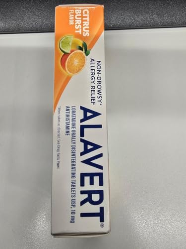 Alavert water-free use option shown on packaging.