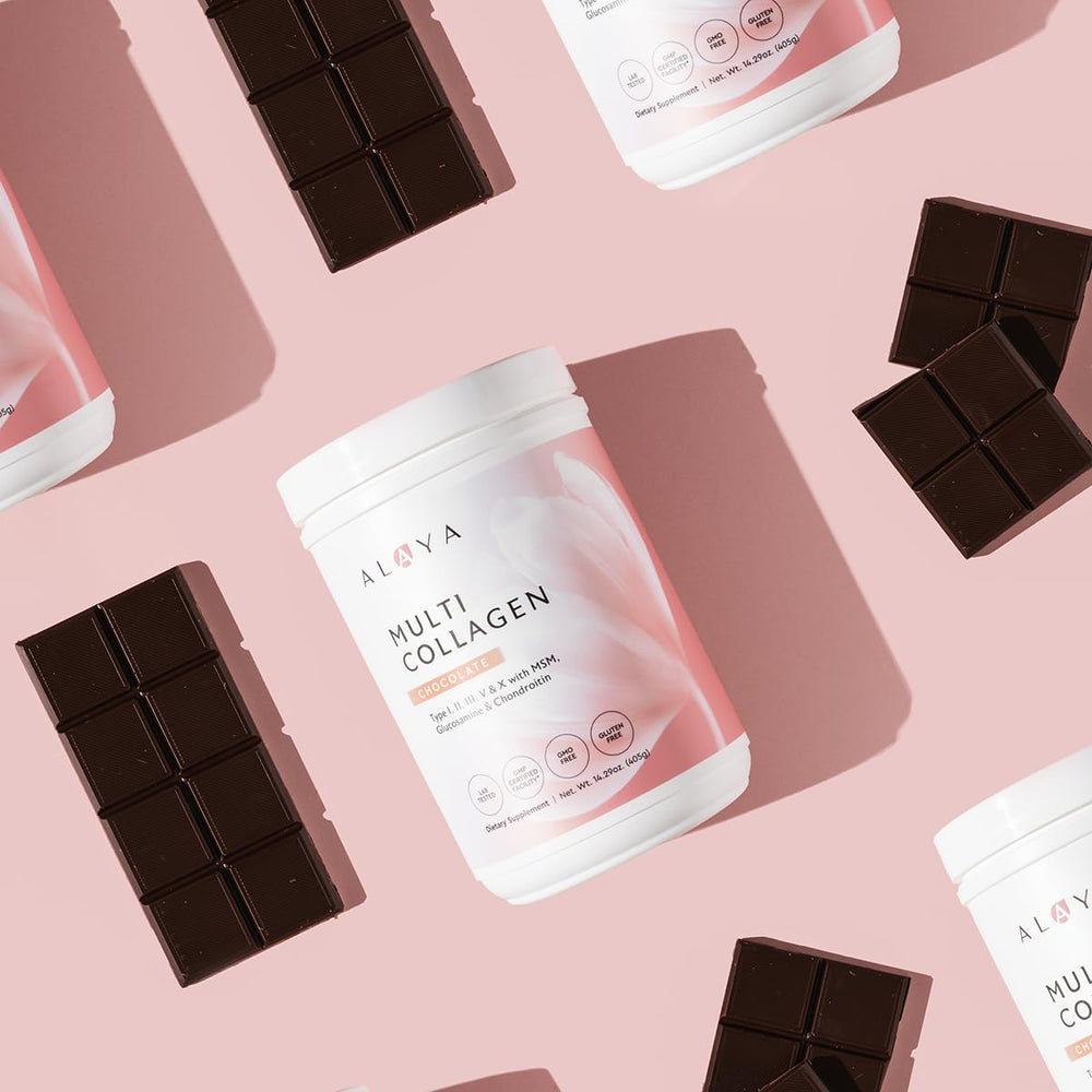 Alaya Naturals collagen powder dissolves quickly in water for a smooth shake.