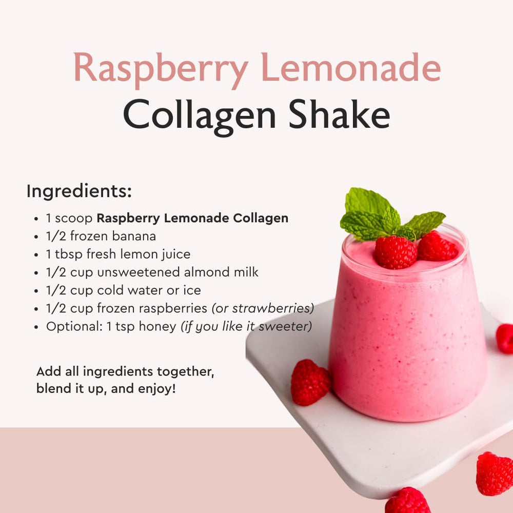 Prepared Raspberry Lemonade collagen drink by Alaya Naturals