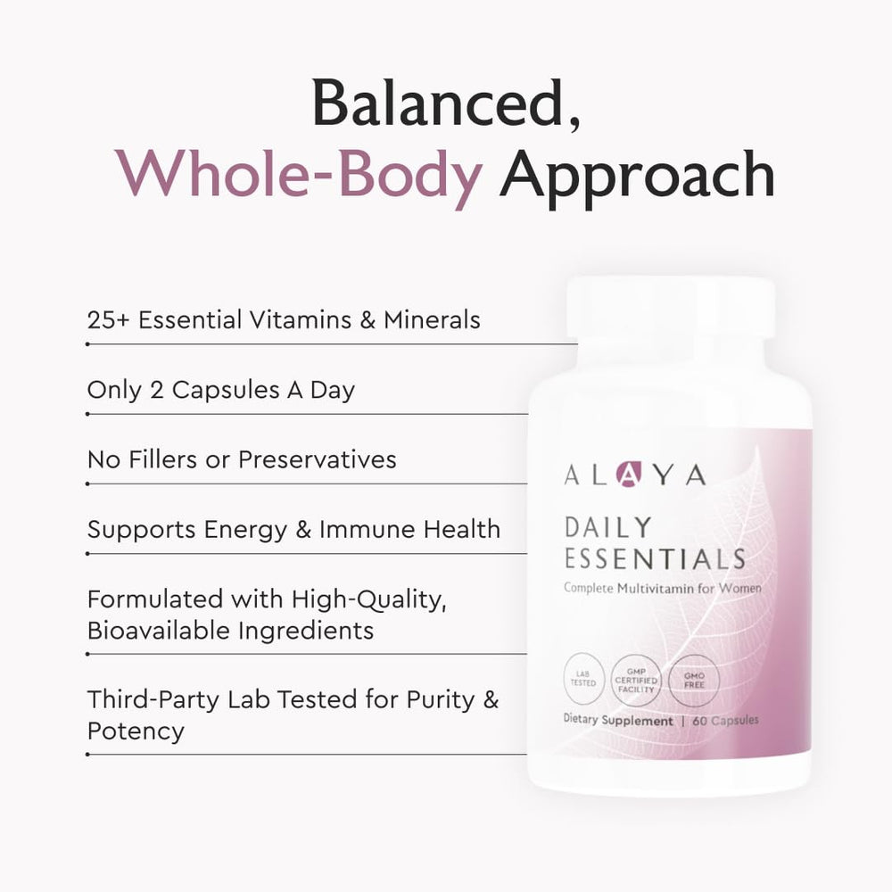 Alaya Naturals Daily Essentials in a breakfast routine supporting energy and immune health