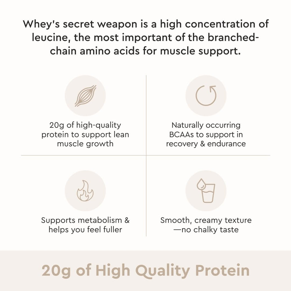 Alaya Naturals vanilla whey pours into a glass for smooth mixing.