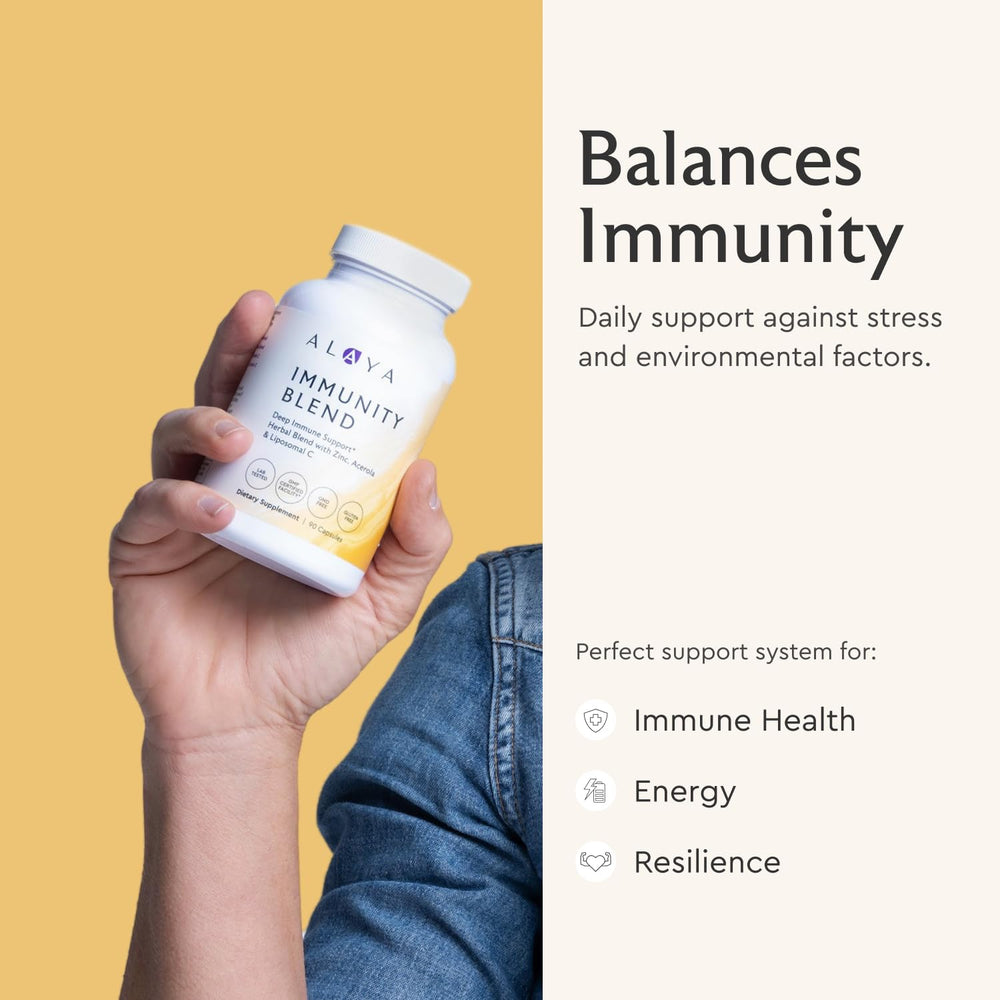 US manufacturing badge on Alaya Naturals Immunity Blend packaging