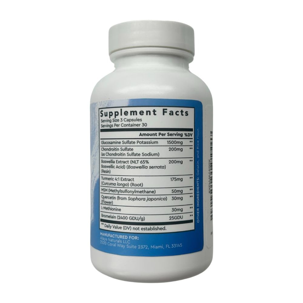 Alaya Naturals Joint Support capsules for convenient daily use supporting comfort and movement.