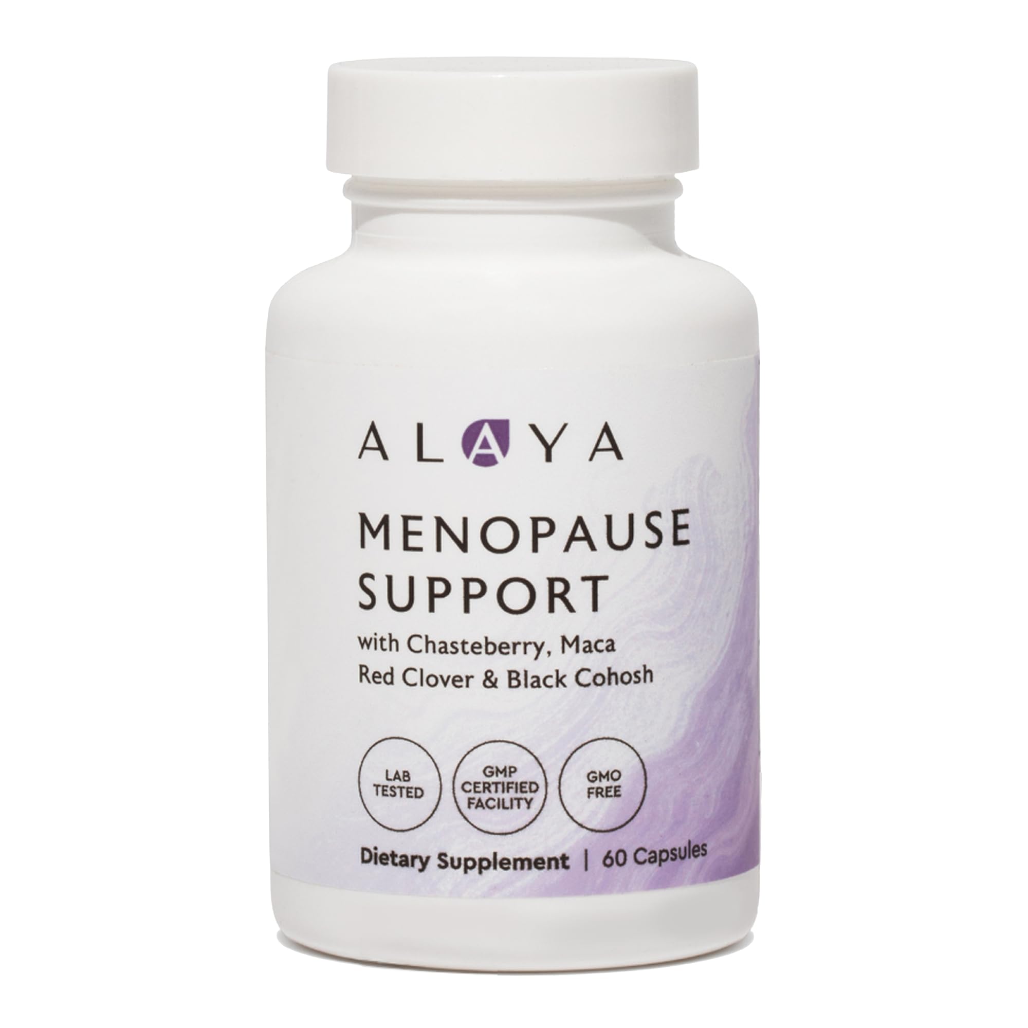 Alaya Naturals Menopause Support bottle for daily balance and comfort.