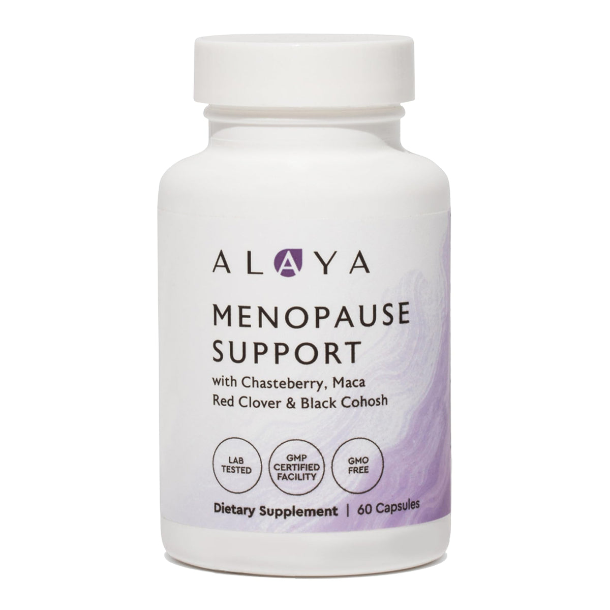 Alaya Naturals Menopause Support bottle for daily balance and comfort.