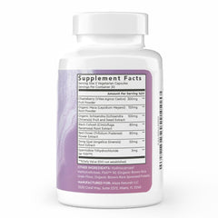 Alaya Naturals Menopause Support capsules shown for plant-based relief.