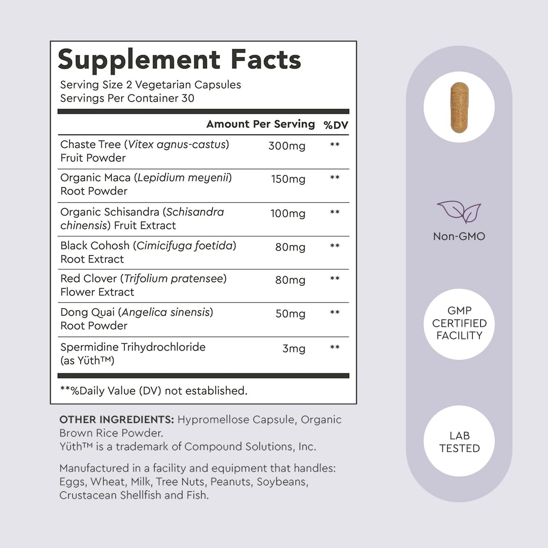 Alaya Naturals Menopause Support daily dose concept with two capsules.