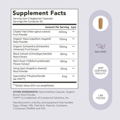Alaya Naturals Menopause Support daily dose concept with two capsules.