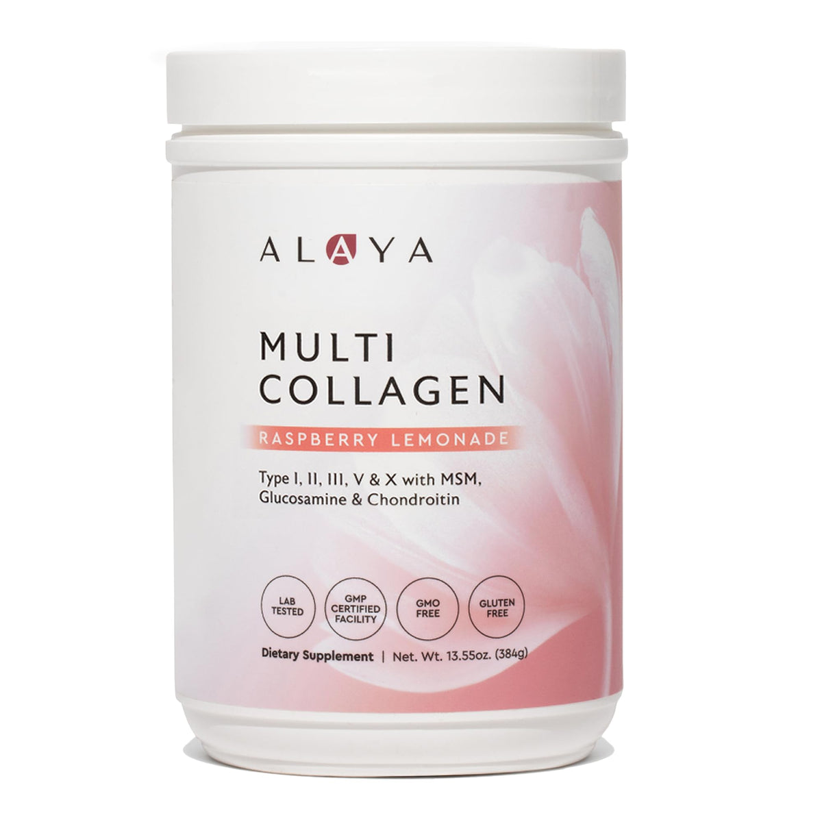Alaya Naturals Multi Collagen Raspberry Lemonade tub for skin support and daily vitality