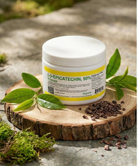 Albochemicals Epicatechin 90% Powder label highlights purity and ingredients for daily wellness.