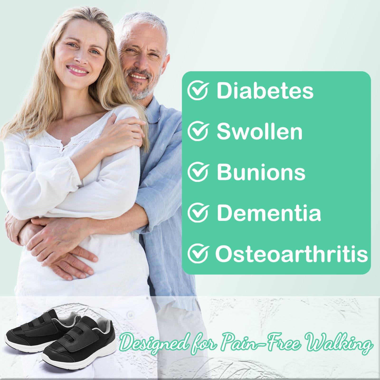 Extra-wide toe box relieves pressure for swollen feet in Alcubieree shoes