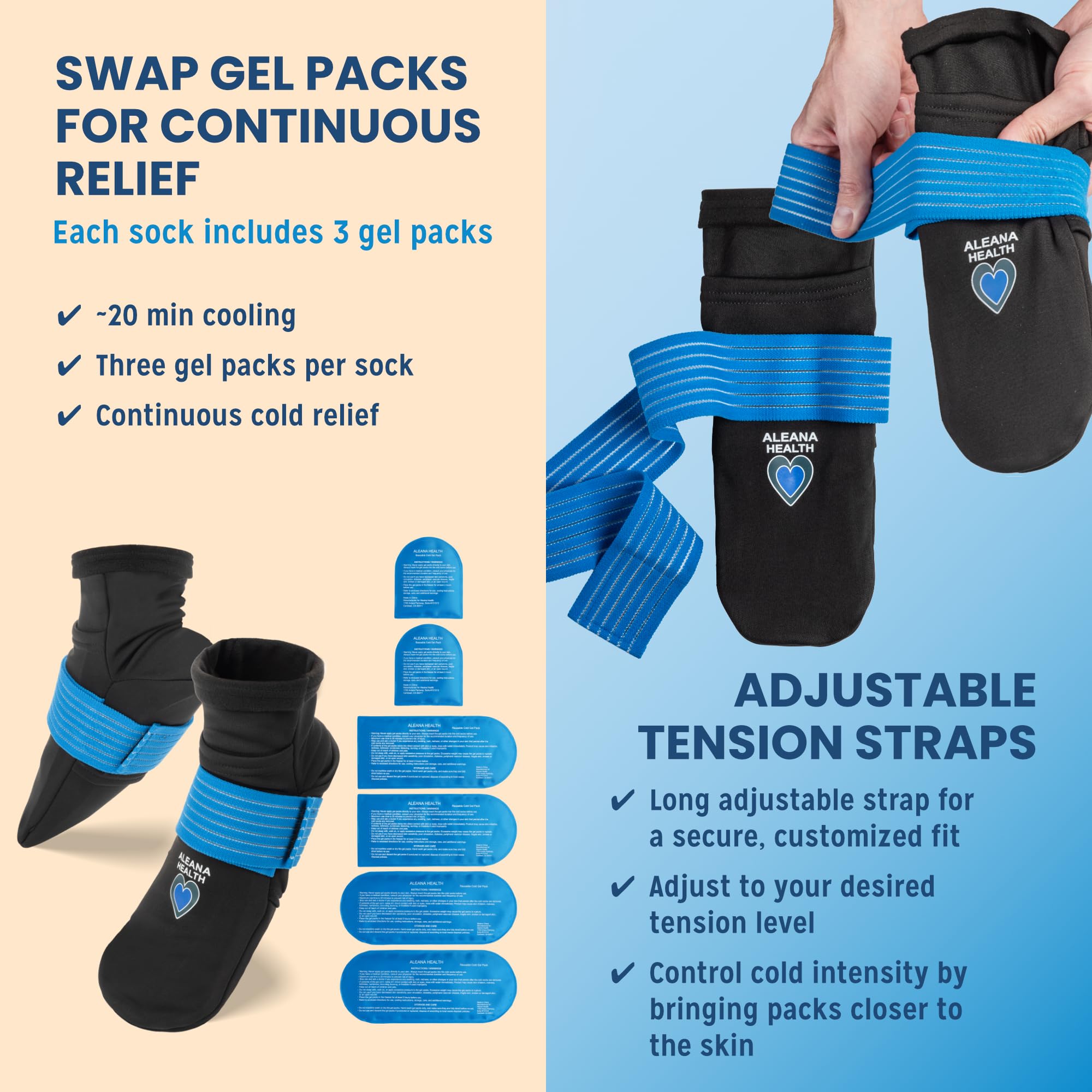 Aleana Health tension strap closeup showing adjustable fit for cooling intensity