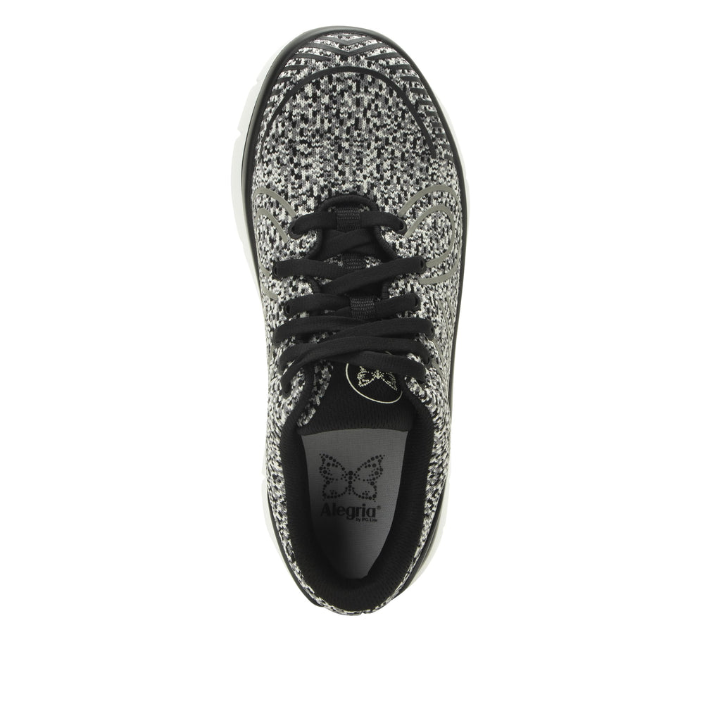 Alegria Rok N Roll shoe insole close-up reveals removable footbed for easy cleaning.