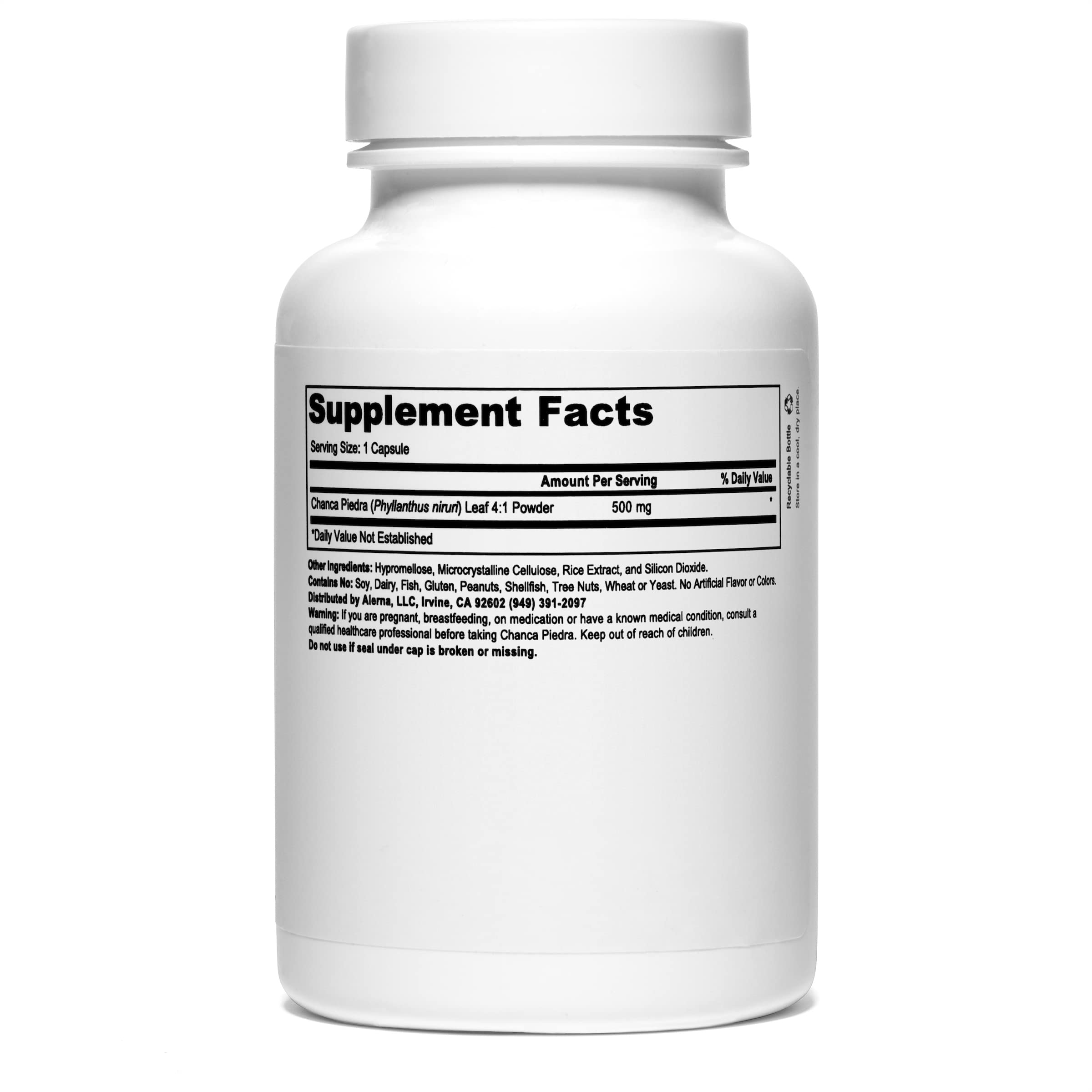 Label detail shows vegan and non-GMO attributes on Alerna product