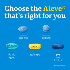 Aleve CPLT back-label with directions and dosage information.