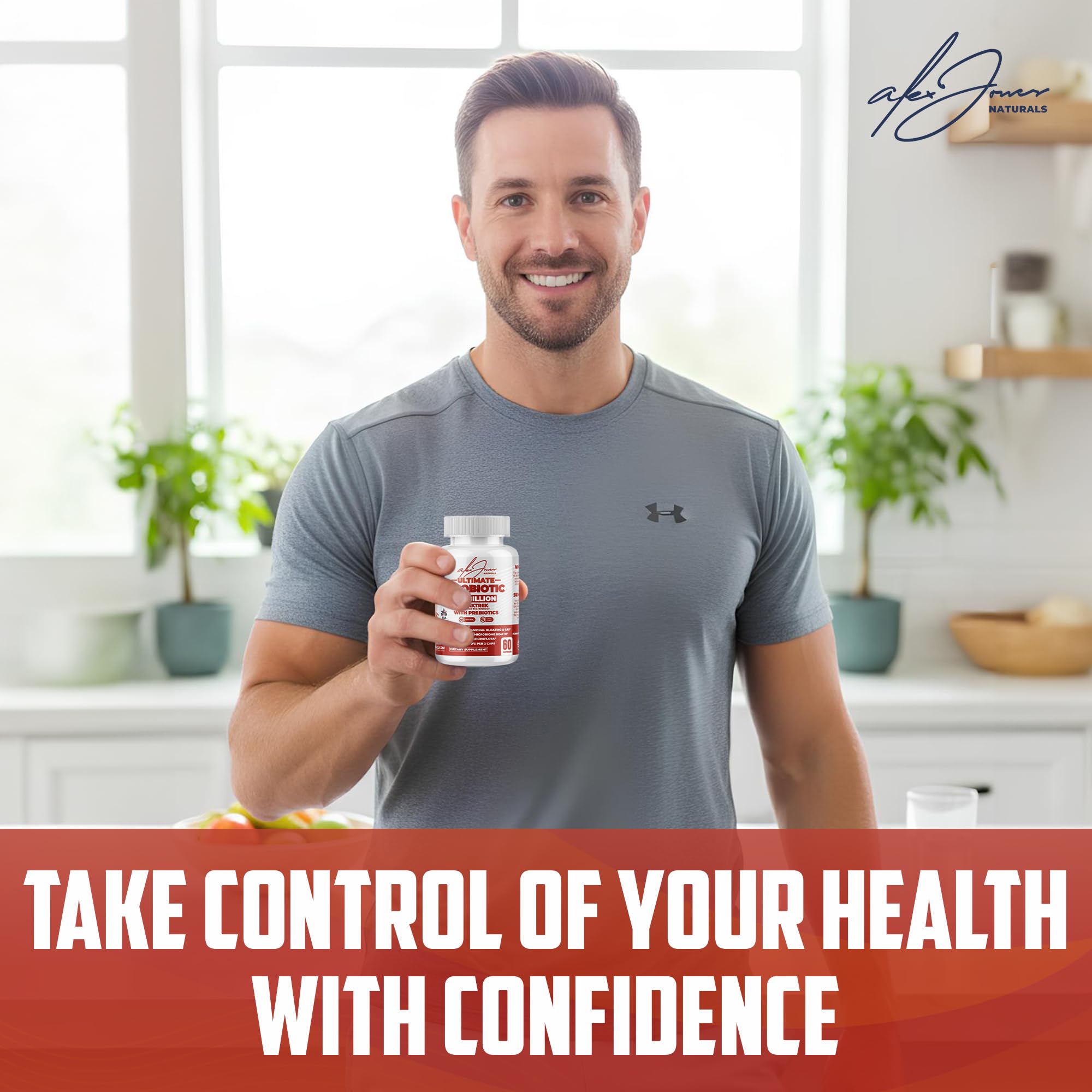 Alex Jones Naturals batch-ingredients label showcasing probiotic strains and quality.