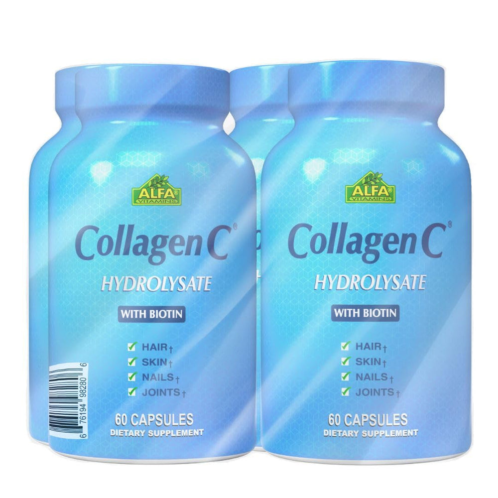 ALFA VITAMINS CollagenC 4-pack bottle front view for skin and joints.