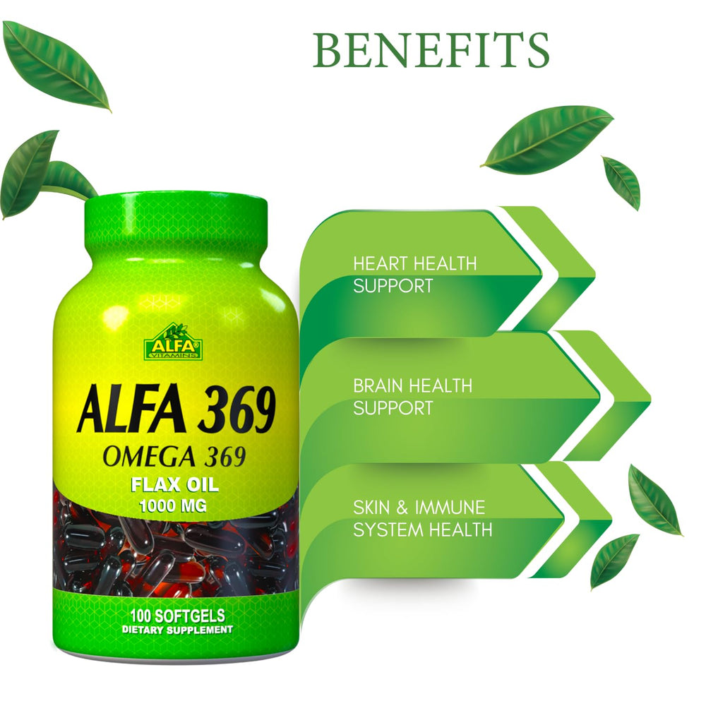 Alfa Vitamins flax seed oil capsules showcase natural essential fatty acids