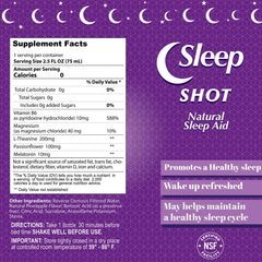 Alfa Vitamins Sleep Shot ingredients icons highlight melatonin and passionflower.