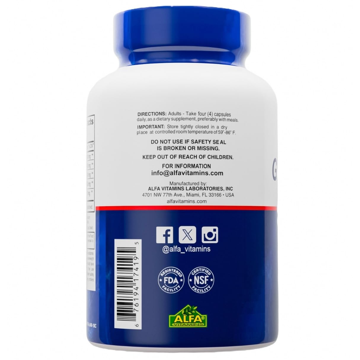 ALFLEXIL ingredients highlight MSM and collagen for joint and skin support.