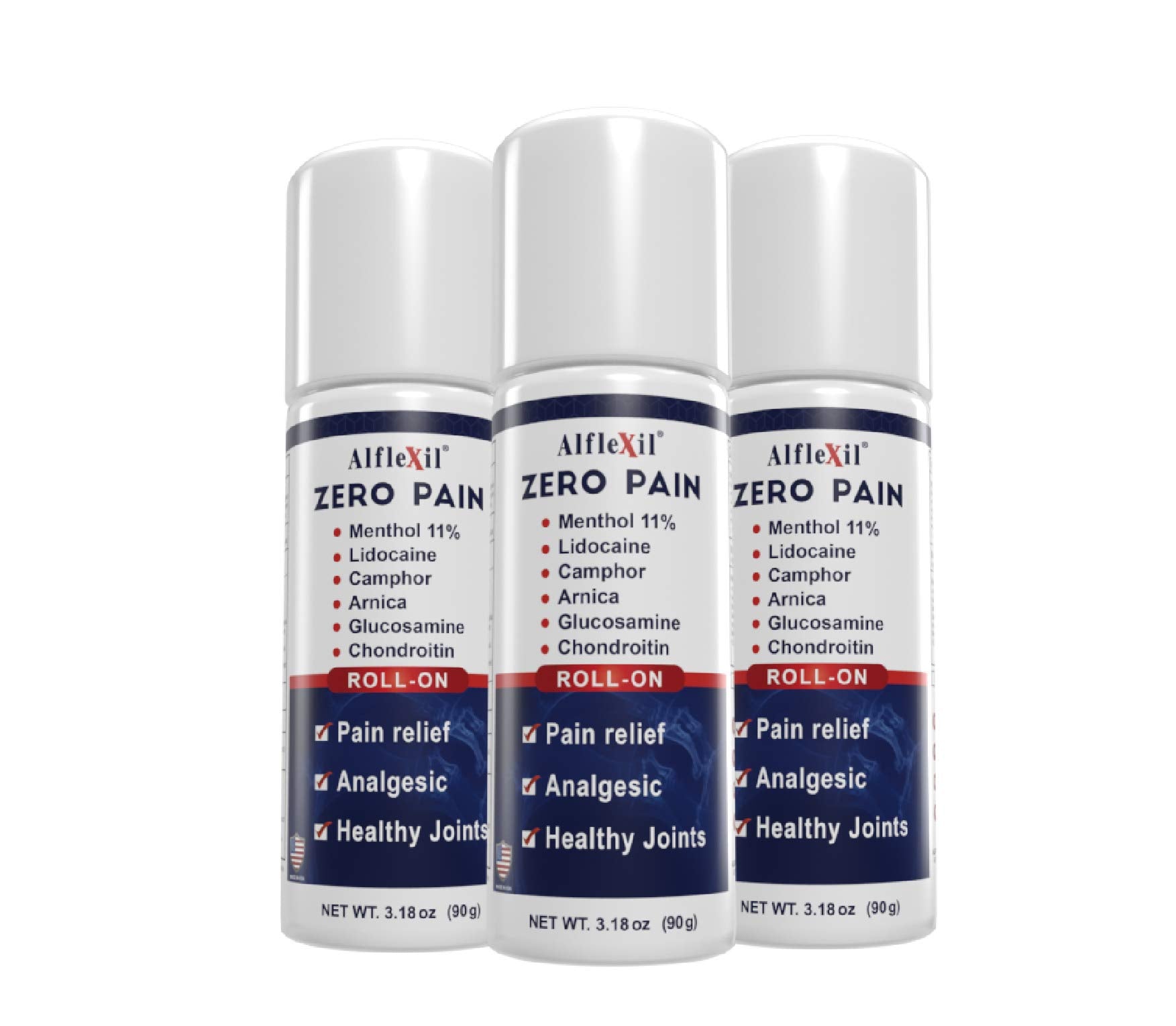 ALFLEXIL Pain Relief Roll-On bottle shown for targeted cooling on muscles