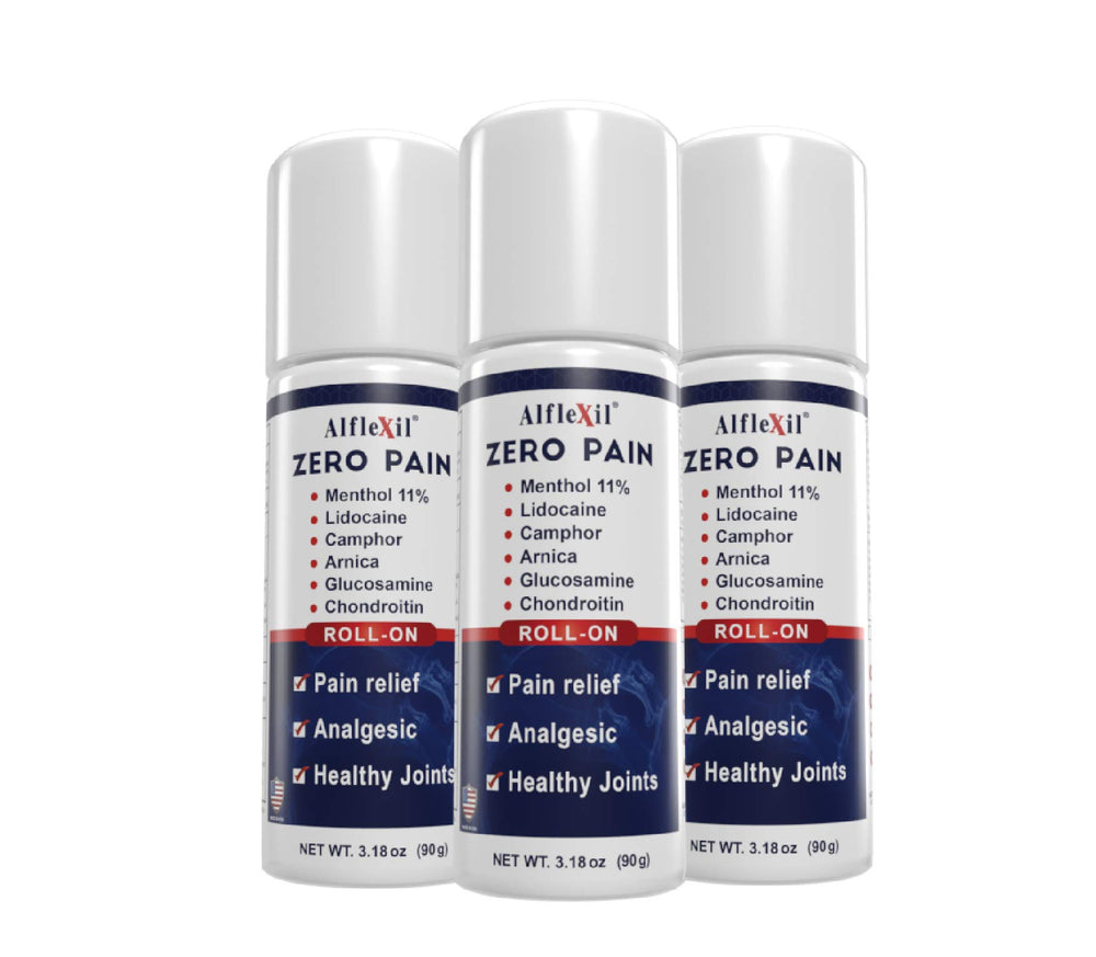 ALFLEXIL Pain Relief Roll-On bottle shown for targeted cooling on muscles