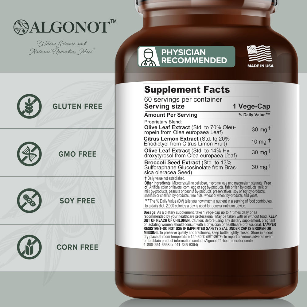Algonot ViralProtek capsules closeup highlights veggie capsules and allergen-free formula