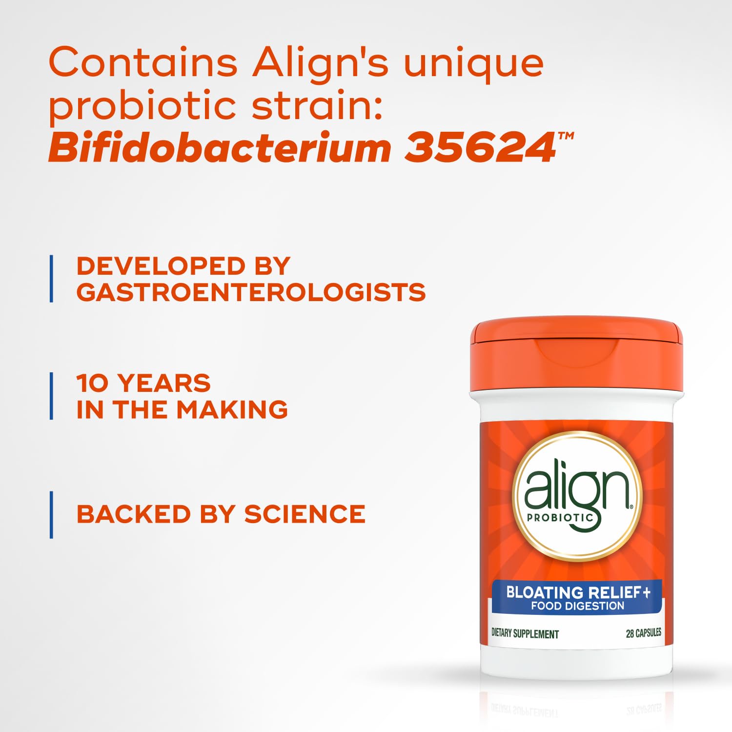 Align Bifidobacterium 35624 science-graphic visually emphasizes research-backed strain