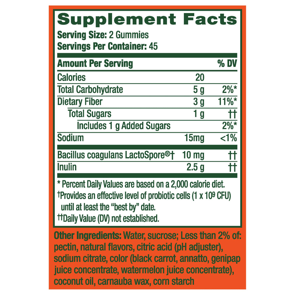 Gluten-free badge on Align gummies package.