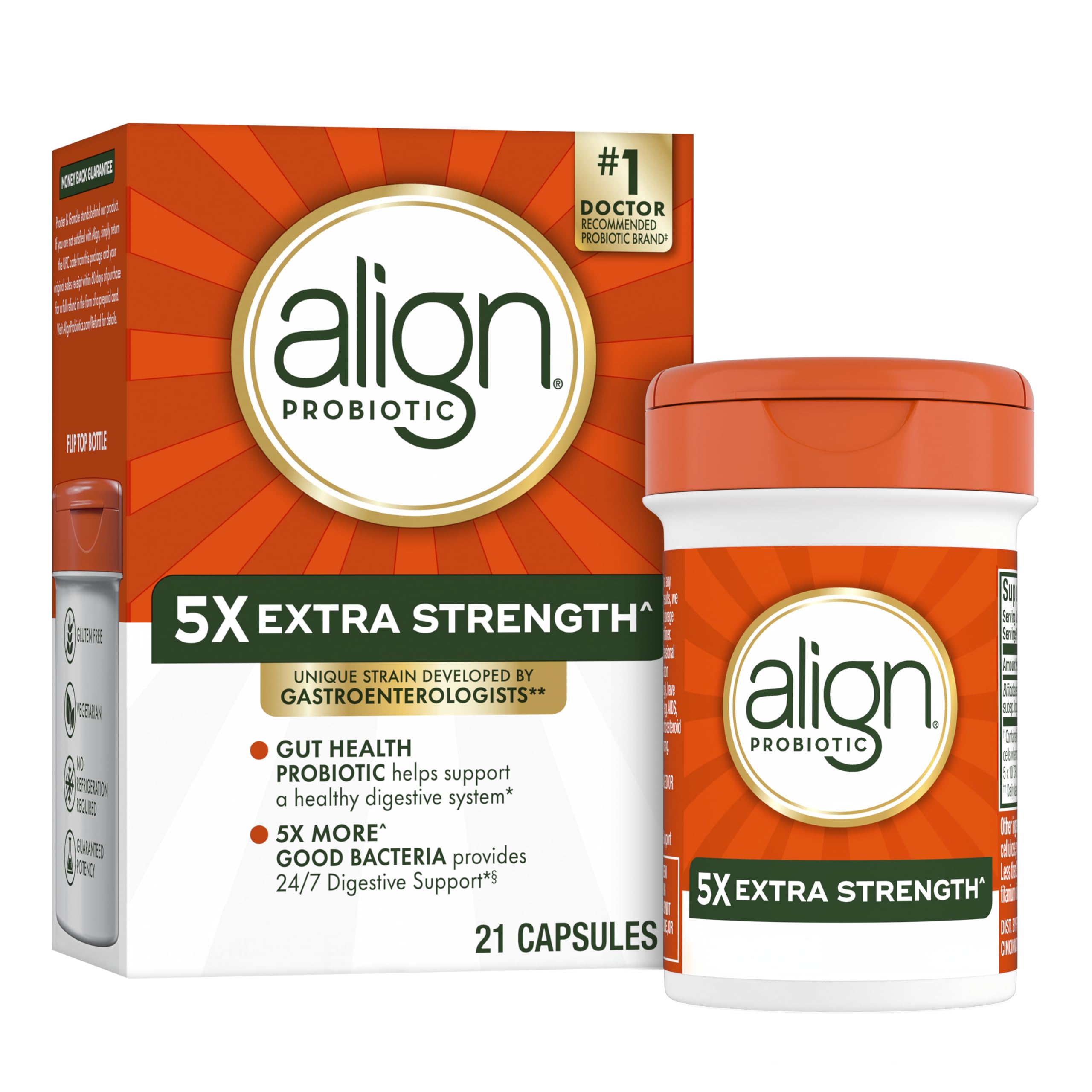 Align Probiotic Extra Strength bottle supports daily digestive balance.