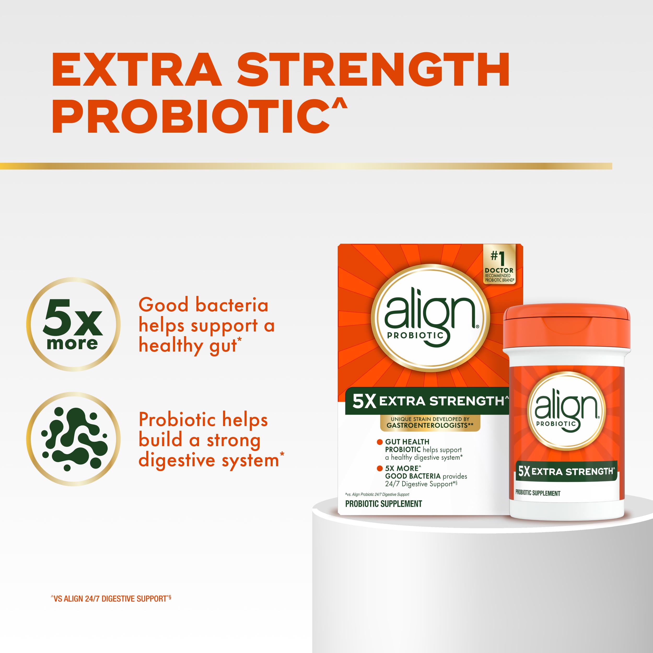 Align Probiotic Extra Strength capsule ready to swallow for daily use.