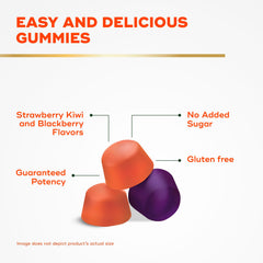 Gummies being poured to show convenient no-water intake