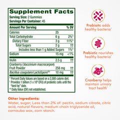 Align Probiotic Women’s Dualbiotic Gummies bottle noting no refrigeration needed for convenience.