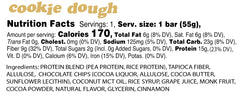 Alio cookie dough bar bite close-up highlights chewy texture and protein boost