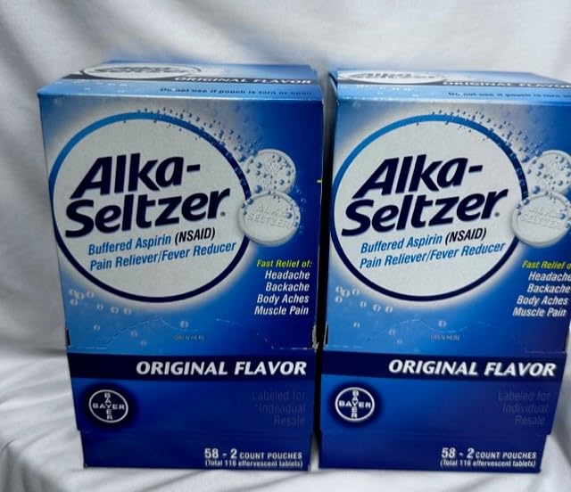 Alka-Seltzer Original tablets in bottle with 2-pack packaging for daily use.