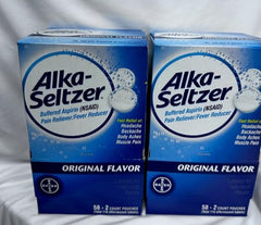 Alka-Seltzer Original tablets in bottle with 2-pack packaging for daily use.