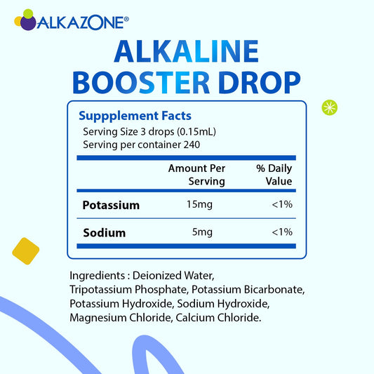 Alkazone drops added to water in a glass to raise pH toward 9.5.