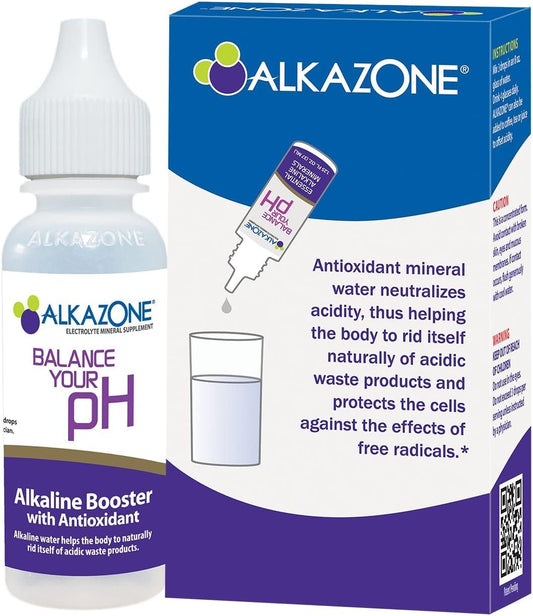 AlkaZone drops pour into glass to alkalize drinking water